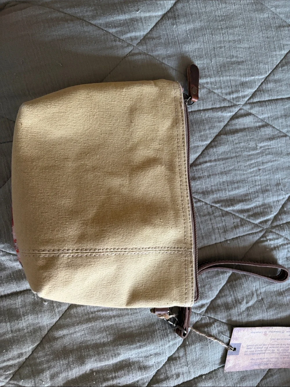 Sixtease Multicolor Beaded Wristlet with Tan Trim